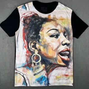 Nina Simone Slap Panda Men‎ Graphic T Shirt Portrait Art Black Size M USA Tee